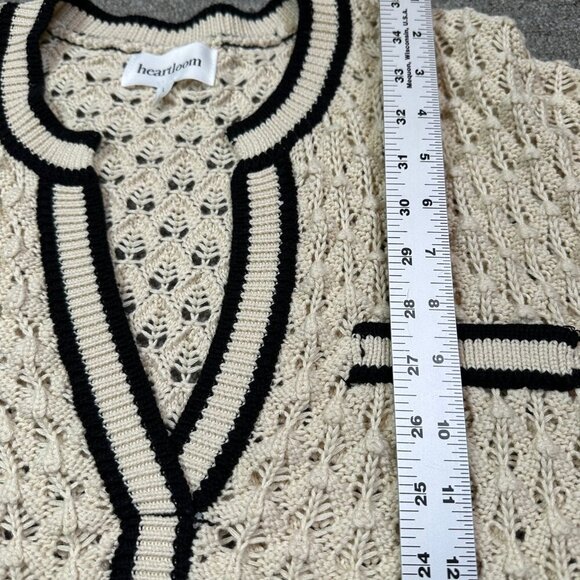 Heartloom Sybil Sweater Cream & Black Women's Size Large Sheer Lightweight - Picture 6 of 7